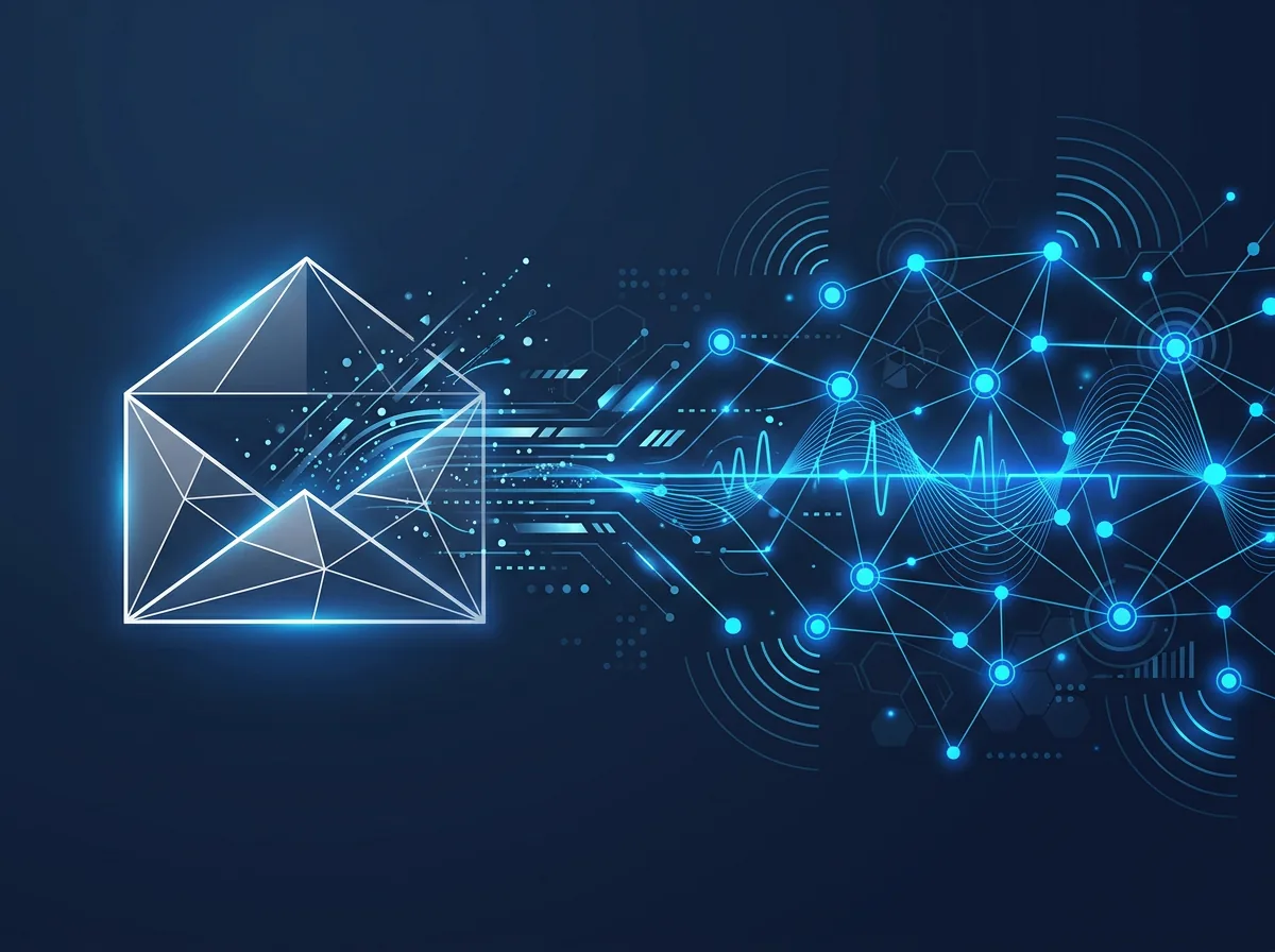 Connected nodes and signal waves representing communication