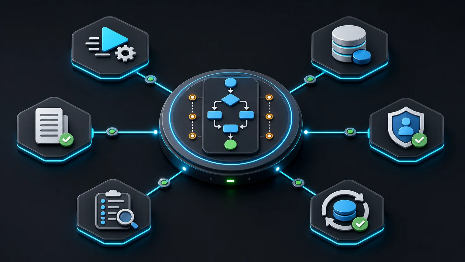 Agent-ready platform operational spine connecting actions, state, permissions, audit trails, review, and recovery