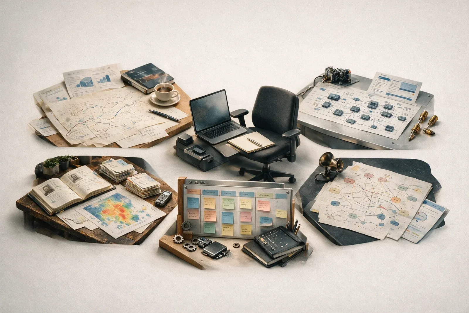 A collection of strategy, discovery, delivery, communication and AI tools forms one product toolkit.